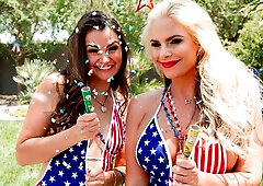 Gorgeous FFM sex session with Allie Haze and Phoenix Marie