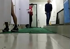 Caught Stroking in Public Restroom