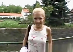 Blonde Outdoors Flashing Her Pussy In Public Square