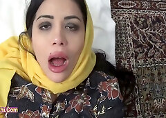 Turkish milf pleasures herself with a black dildo at home