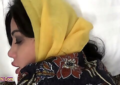 Turkish milf pleasures herself with a black dildo at home
