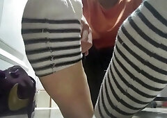 Crimson Nike Sneakers, Socks and nine.five Naked Soles after Running