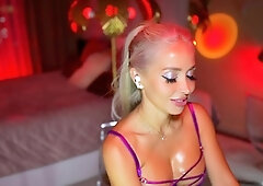 Horny big boobed fat chubby busty blonde