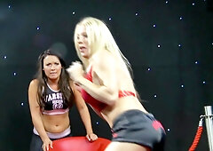 Blonde wrestling lesbians are into some hot loving