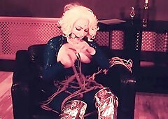 Latex Slavery and FemDom Fingering with Blond Rubber Mastix