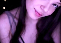Cute curly brunette solo webcam masturbation