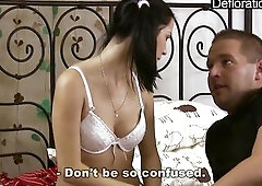 Sexy shy and cute Hungarian teen blowing Thomas Stone and has 1st time sex with him
