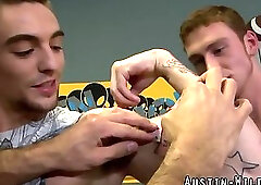 Brawny hunk cum covered