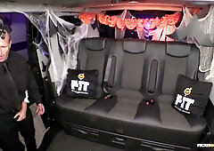 British Babe Jasmine Jae Plays The Police Woman In Halloween Decorated Car