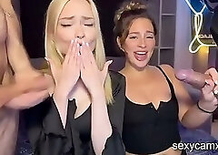 Two sluts blonde and brunette suck and take hard pounding live at sexycamx.com