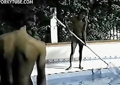 Latino Twinks Poolboy gets barebacked and cum