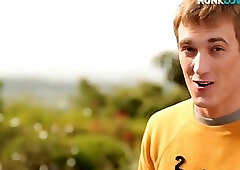 Showering jock strokes his long spear until spraying sperm