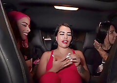 Lalucero And Her Friends Haul In A Horny Uber Driver With Massive Tits And Big Booty Teasing Before Wild