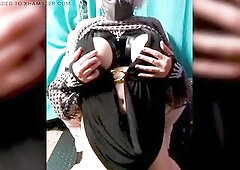 Touching my body in my hawt ebony outfit, massaging my balls, jerking off my wang, slapping my boobs - until I can take it no greater quantity and rel