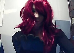 Constricted Playmate Pt4! Satin ebony gloves and metal nails to go along my female mask Playmate!