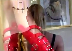 Threeway with sweethearts in latex gloves and nylons