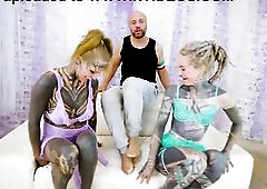 Tattooed Gals Hard Screw Trio World Champion Facial and Gape