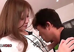 Seductive Japanese MILF Arisa Kuroki gives hot blowjob then rides his thick cock hard