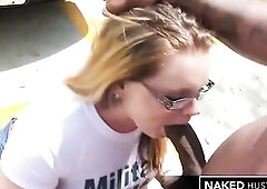 Lonely Slutty Housewife Bangs a strangers Massive Penis on a busy Miami street