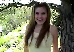 Stunning diminutive teenie topanga heads solo outdoors