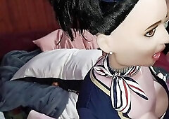 High Ponytail Stewardess POV - Hannah Doll Rhythmic Tugjob with French Nails