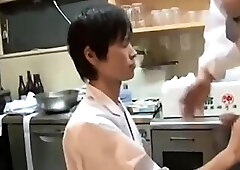 Sushi Chef Bareback Trainee In Kitchen