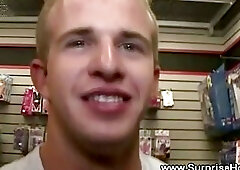 Straight guy fooled into hot gay bj in bathroom