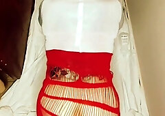 Sissy instructing Mitt in Rump Going Knuckle Deep Crossdresser Self Penetrate Thick Fake Penis in Butt