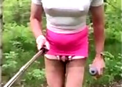 My sissy cock pops out from under my skirt