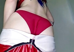 Worship my stunning ass in a red skirt and panties with mistress Nika