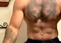 Muscular Patriotic Guy Using A Dildo