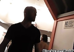 Whitey rides gloryhole black cock