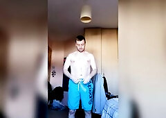 LongJohn0Hara getting without his beach wear and going into the shower