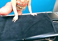 Sexy Golden-haired Married Wife mother I'd like to fuck with Large White Booty on Massage Daybed