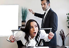 Sexy long-legged brunette Alyssia Vera fucked in the doggy style