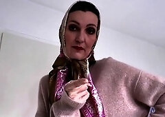 Incredible satin headscarf show with brunette MILF Victoria Valente doing JOI