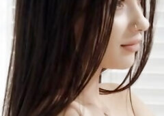 Darksome-Haired Angel Undresses Without Her Ebony Suit for a Fleshly Oil Massage