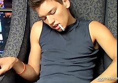 BoysSmoking: Latino Jordan Stroking His Boner While Chainsmoking In NYC