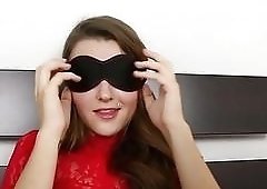 Sexiest redhead is fucked in bondage with a blindfold on