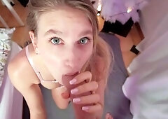 Cock hungry stepsis begs for hard fucking and hot facial
