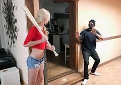Horny blonde babe fucked a handsome burglar