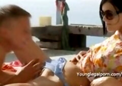 Guy took his girl on holiday and made a movie of them having sex on terrace when nobody was around.