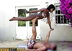 Hot large booty ebony angel Awahle yoga and hardcore vagina screwing with ally