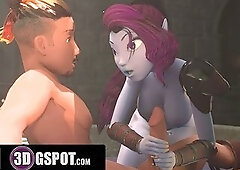 3DGSPOT - Breasty Elf Dominates A Stud In A Fight And Is Rewarded By His Knob! CG ANIMATION!