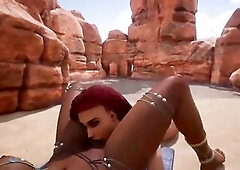 2 lesbo pair liking their twat and bang 'em self. white beauty enjoying coarse breasts squeezing also. Wild Life