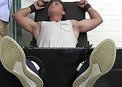 Jock tied up for kinky feet worshiping