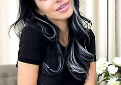 Hot brunette amateur MILF rides hubbys cock