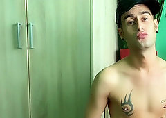 Tattooed jerk off, gay big soles