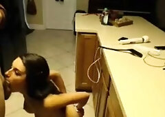 Brunette with big boobs toy fucks her wet cunt