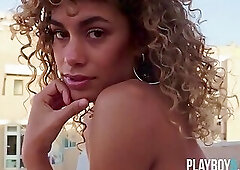 Spanish latina MILF babe Lorena De Felipe balcony striptease